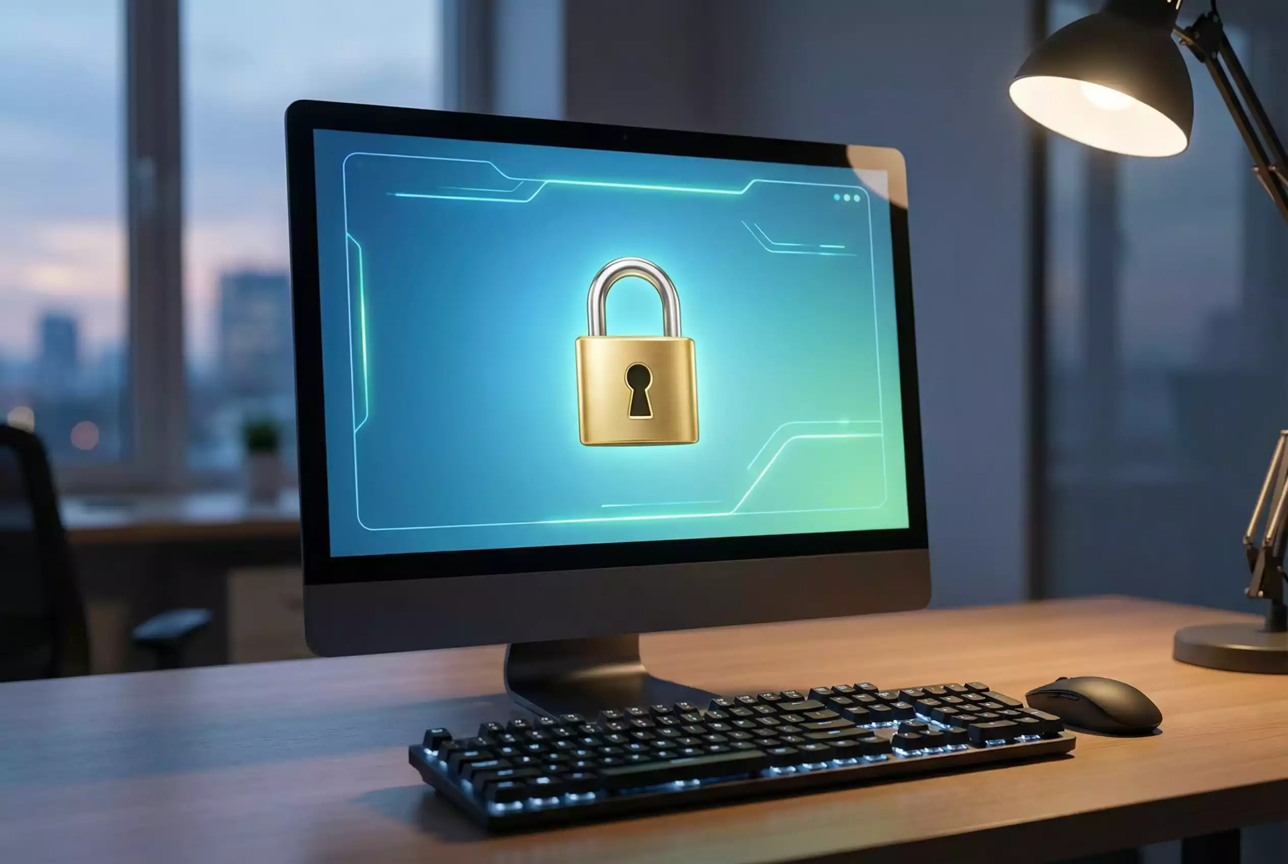 Sicherheitsschloss-Symbol auf einem Computerbildschirm