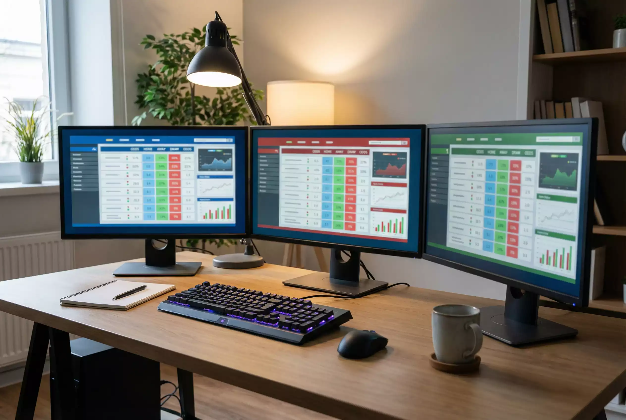 Mehrere Bildschirme zeigen verschiedene Wettanbieter-Webseiten