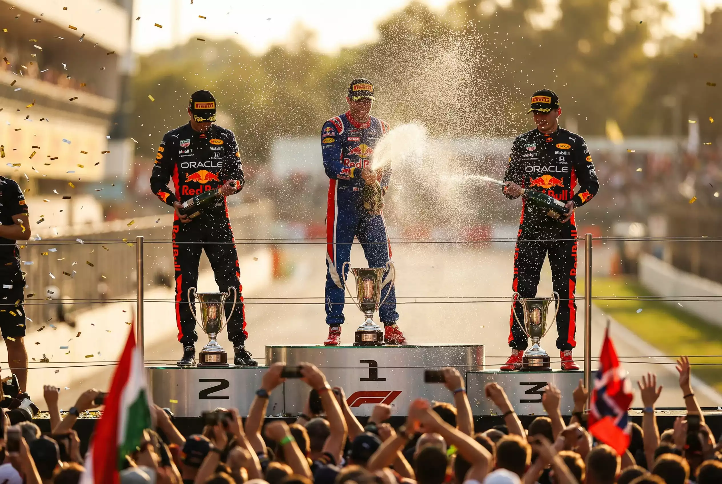 Formel 1 Siegerehrung auf dem Podium