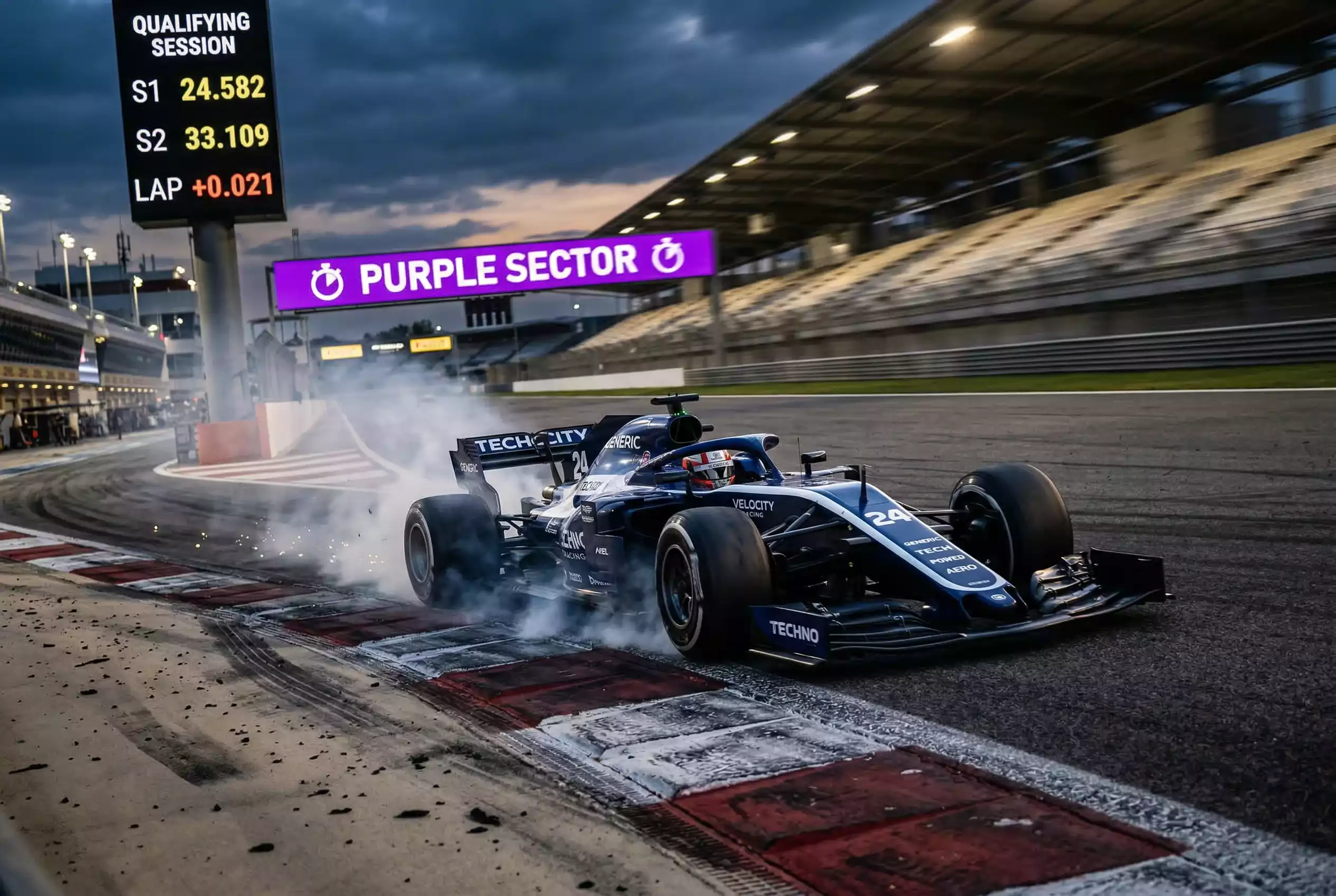 Formel 1 Qualifying mit Stoppuhr und Zeitanzeige